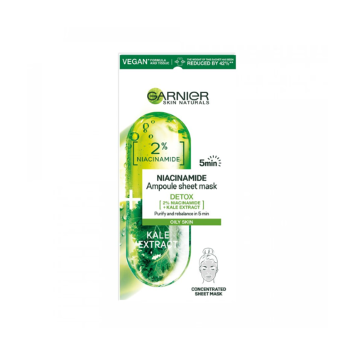 GARNIER SKIN TISSUE MASKE AMPOULE 2% NIACINAMIDE (DETOX)