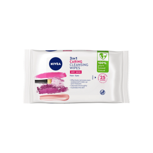NIVEA 3IN1 CARING CLEANING WIPES DRY SKIN 25WIPES