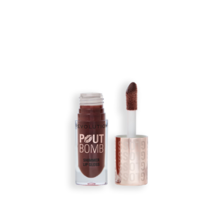 REVOLUTION LIP GLOSS POUT BOMB SHIMMER CHOCOLATE SPARKLE
